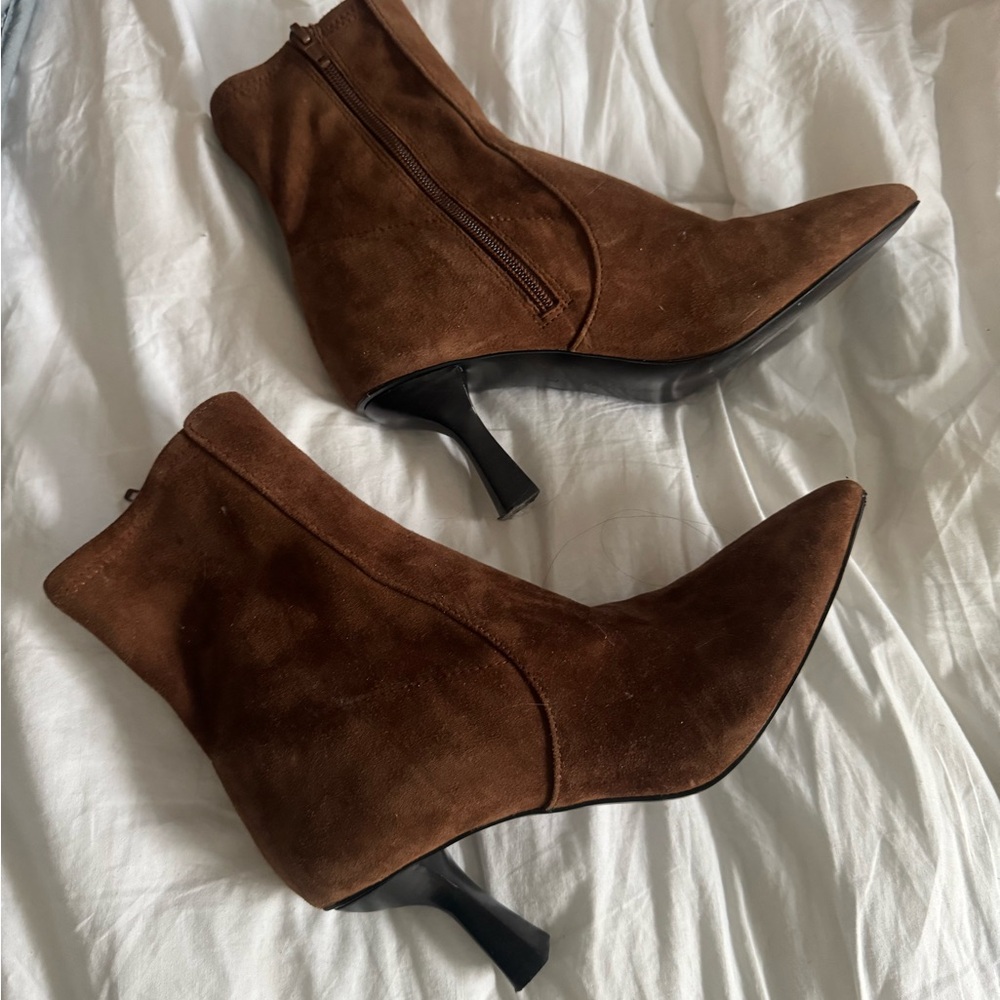 Madewell Brown Suede Pointed-Toe Ankle Boots